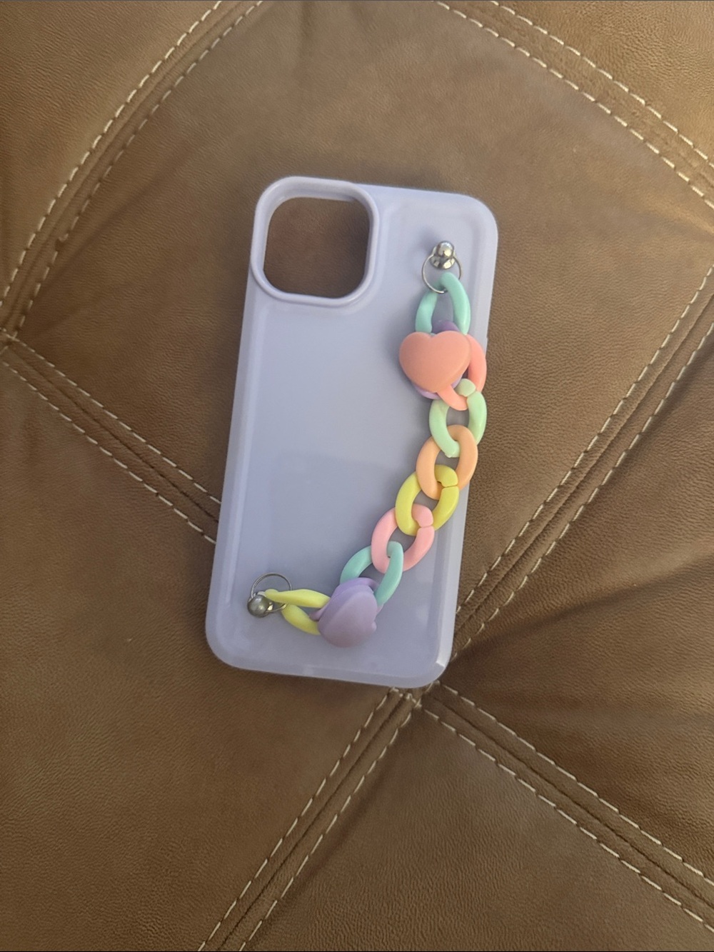 Source Unknown Pastel Purple Phone Case with Multicolor Heart Chain